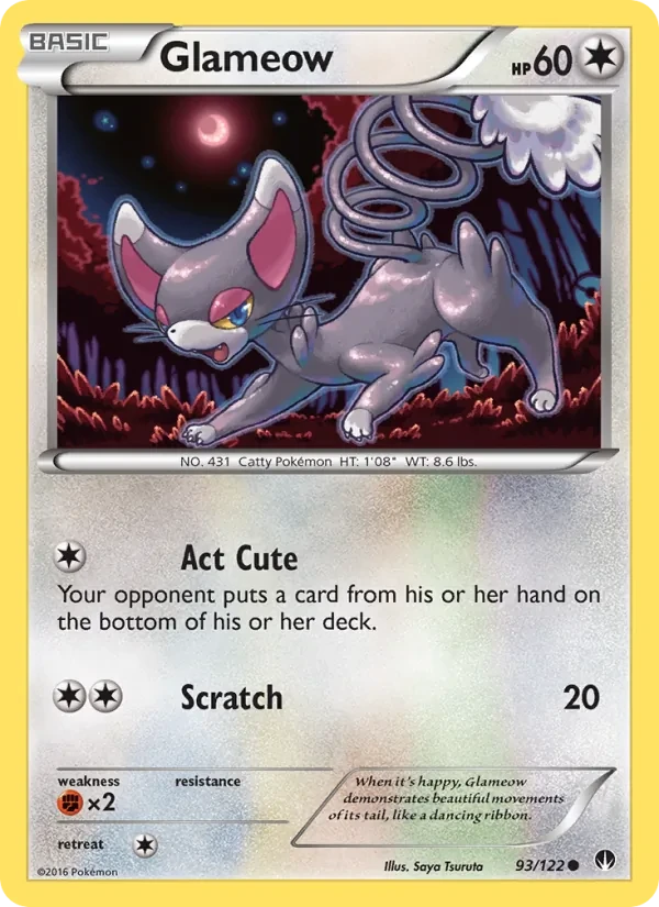 Glameow 93/122 BREAKpoint Pokémon card
