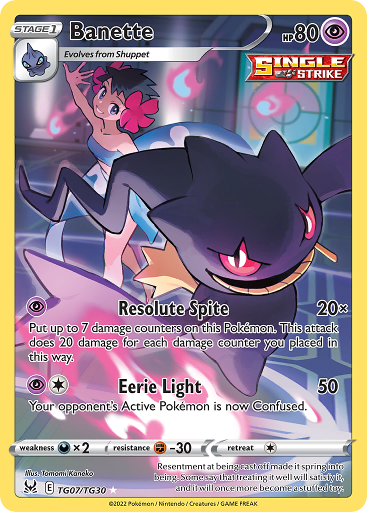 Banette TG07 Lost Origin Trainer Gallery Pokémon Karte