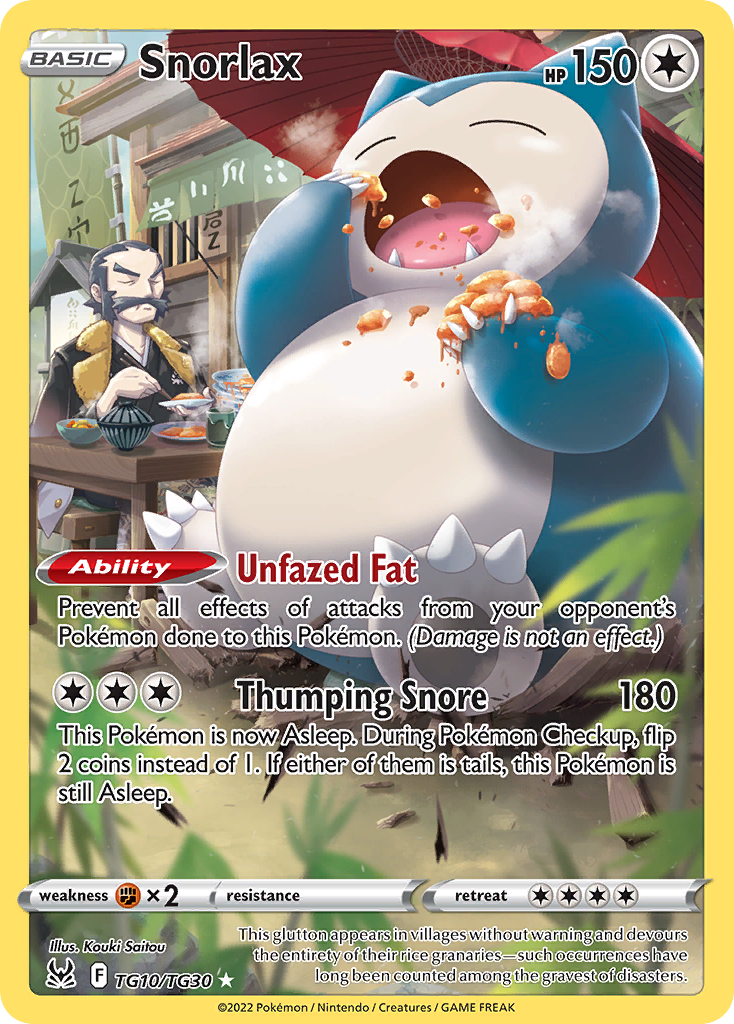 Snorlax TG10 Lost Origin Trainer Gallery Pokémon card