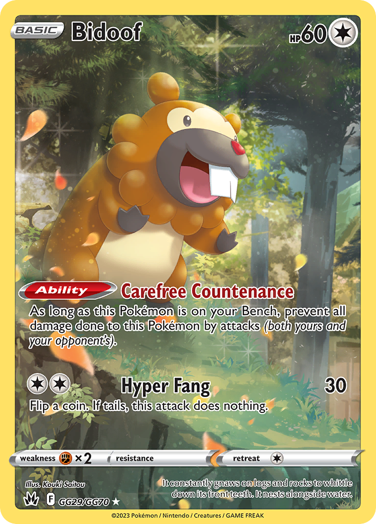 Bidoof GG29 Crown Zenith Galarian Gallery Pokémon card