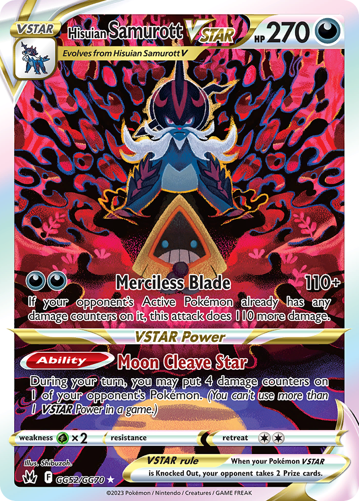 Hisuian Samurott VSTAR GG52 Crown Zenith Galarian Gallery Pokémon card