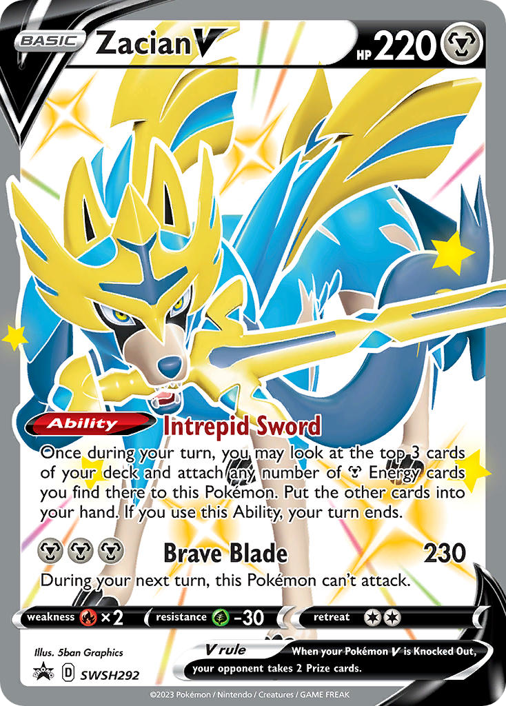 Carta Pokémon Zacian V SWSH292 SWSH Black Star Promos