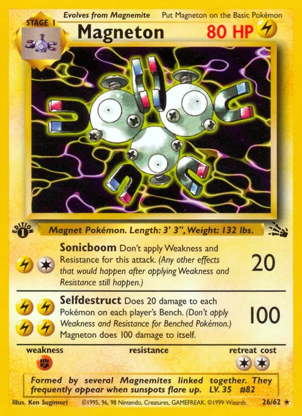 Magneton 26/62 Fossil Pokémon Karte