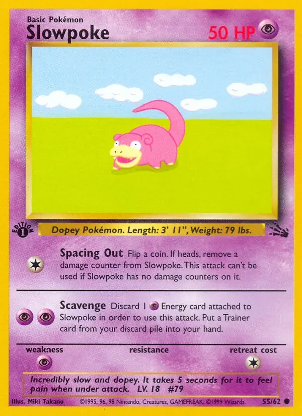 Slowpoke 55/62 Fossil Pokémon card