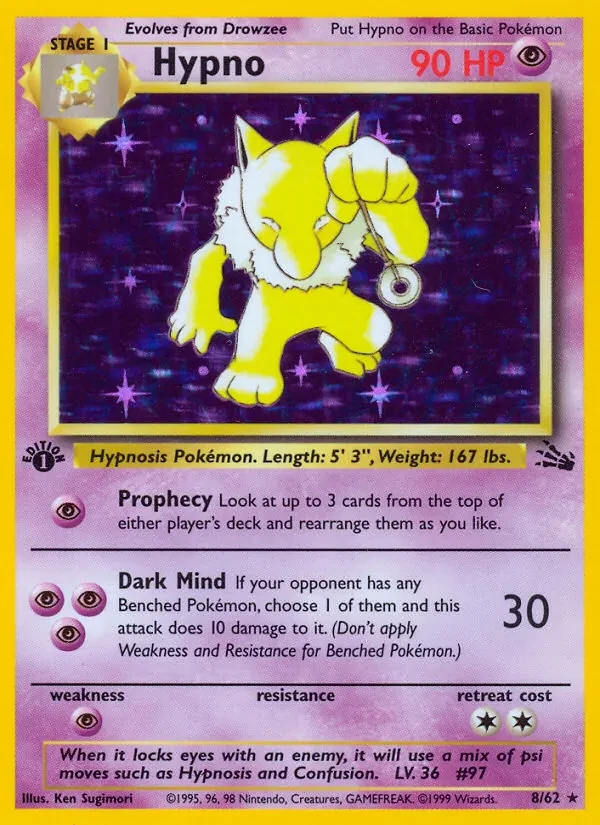 Hypno 8/62 Fossil Pokémon card
