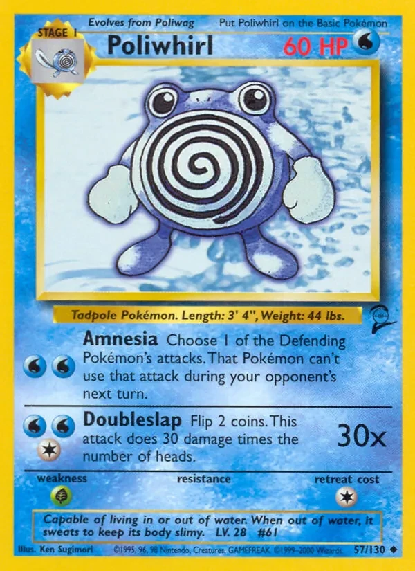 Poliwhirl 57/130 Base Set 2 Pokémon card