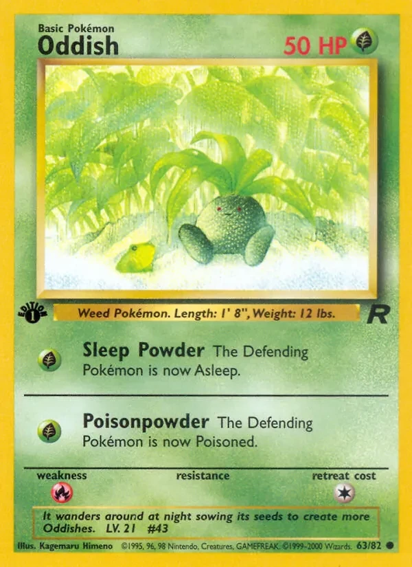 Oddish 63/82 Team Rocket Pokémon card