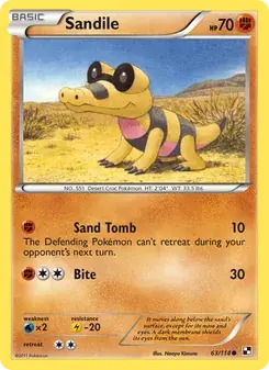 Sandile 63/114 Black & White Pokémon card