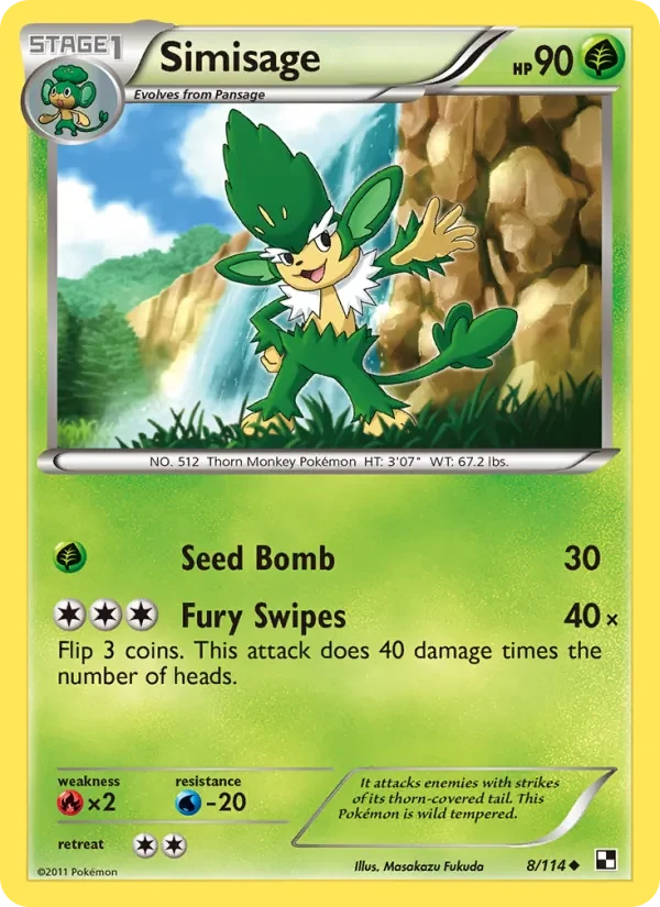 Simisage 8/114 Black & White Pokémon card