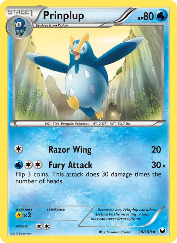 Prinplup 28/108 Dark Explorers Pokémon card