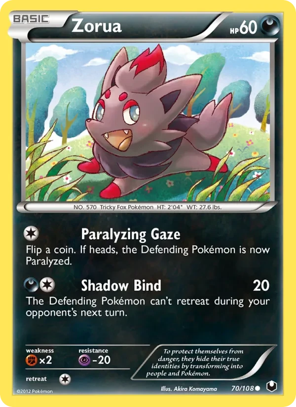 Zorua 70/108 Dark Explorers Pokémon card