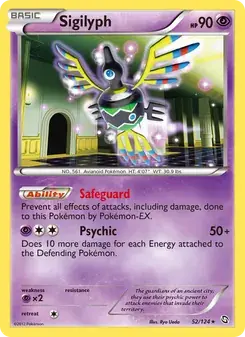 Sigilyph 52/124 Dragons Exalted Pokémon card