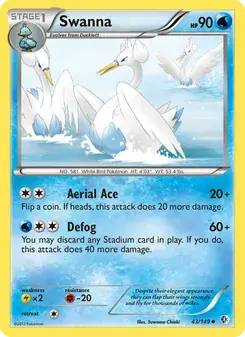 Swanna 43/149 Boundaries Crossed Pokémon card