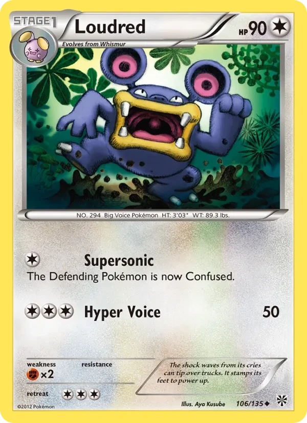 Loudred 106/135 Plasma Storm Pokémon card