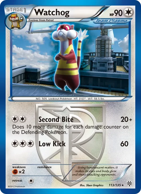 Watchog 113/135 Plasma Storm Pokémon card
