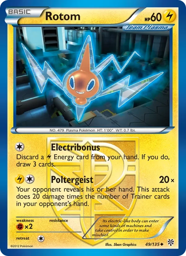 Rotom 49/135 Plasma Storm Pokémon card