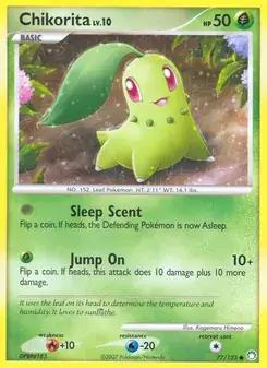 Chikorita 77/123 Mysterious Treasures Pokémon card