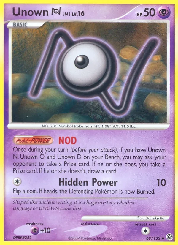 Unown N 69/132 Secret Wonders Pokémon Karte