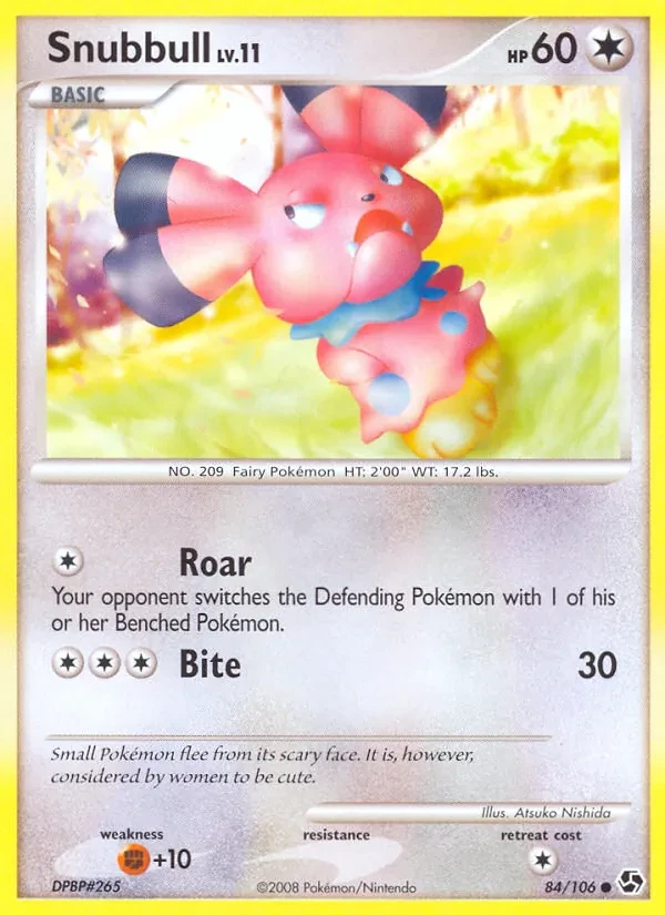 Snubbull 84/106 Great Encounters Pokémon Karte
