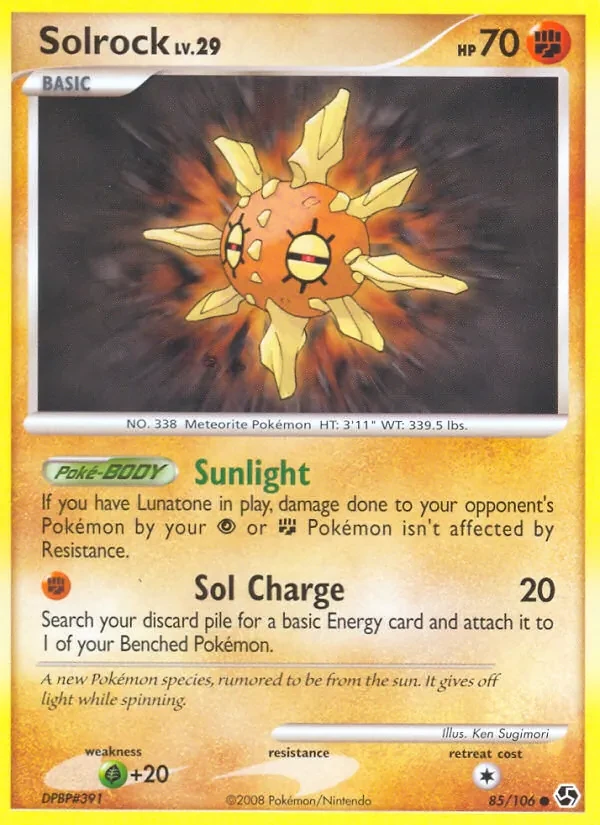 Solrock 85/106 Great Encounters Pokémon card