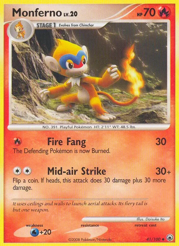 Monferno 41/100 Majestic Dawn Pokémon card