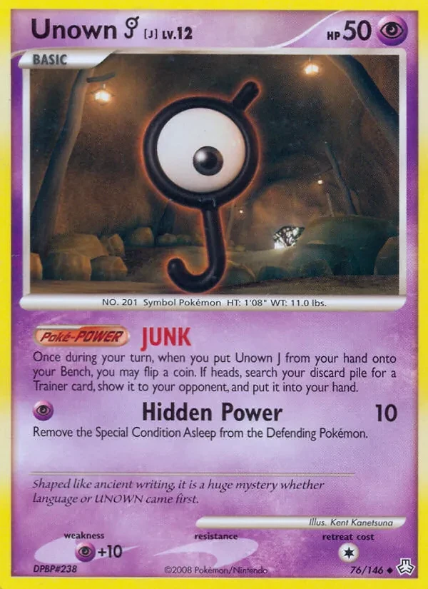 Unown J 76/146 Legends Awakened Pokémon card
