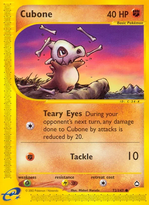 Cubone 72/147 Aquapolis Pokémon card