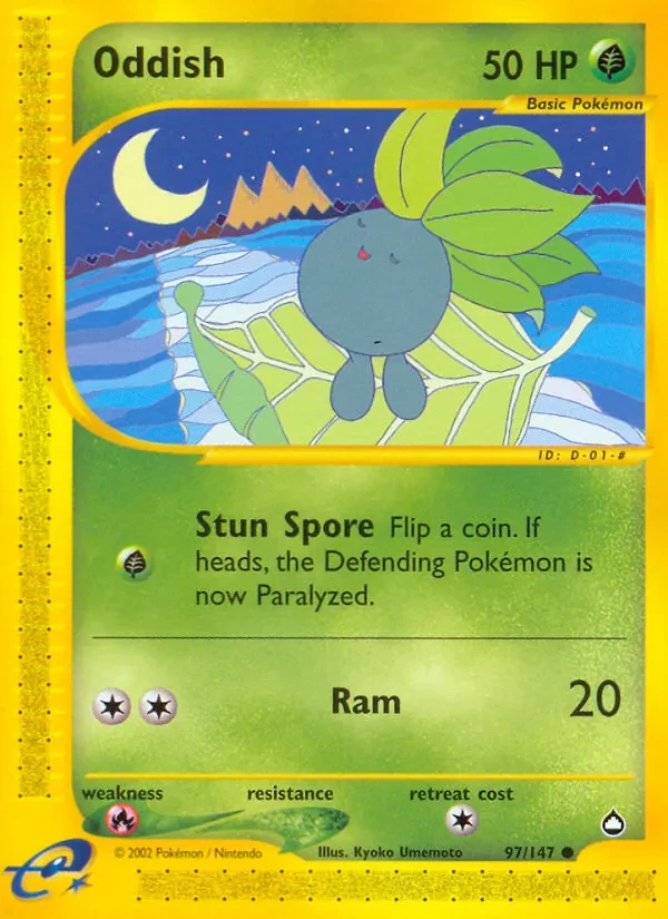 Oddish 97/147 Aquapolis Pokémon Karte