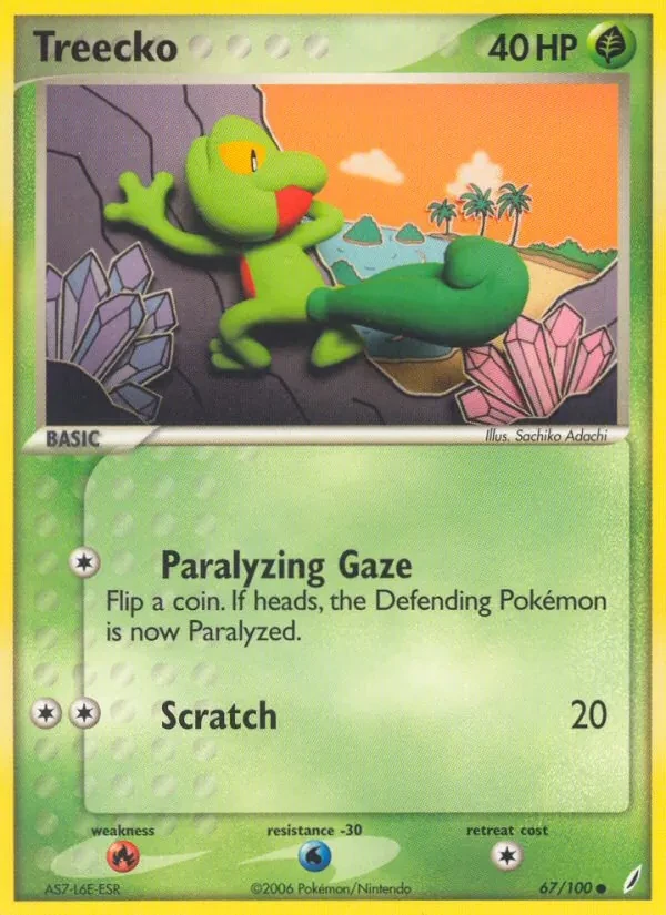 Treecko 67/100 Crystal Guardians Pokémon card