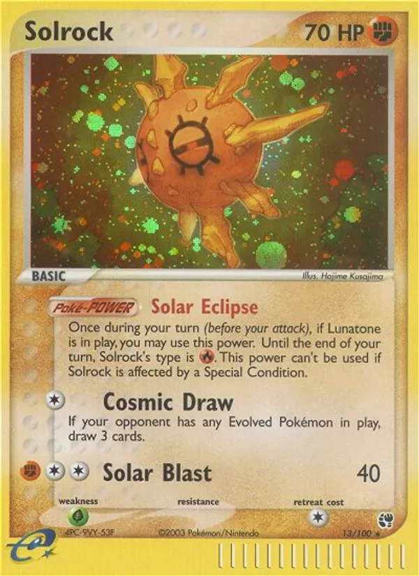 Solrock 13/100 Sandstorm Pokémon card
