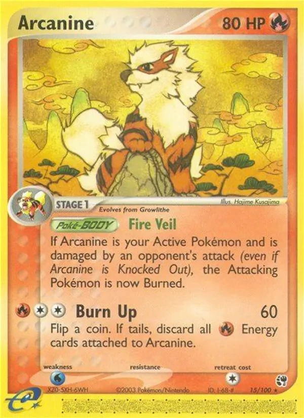 Arcanine 15/100 Sandstorm Pokémon card