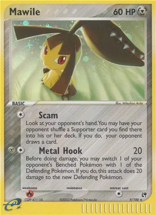 Mawile 9/100 Sandstorm Pokémon Karte