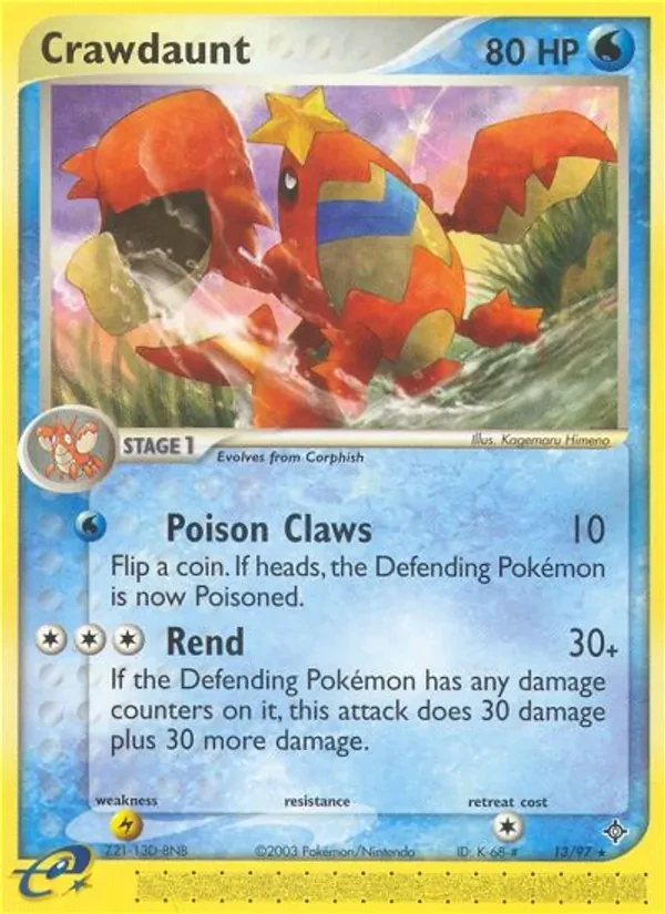 Crawdaunt 13/97 Dragon Pokémon card