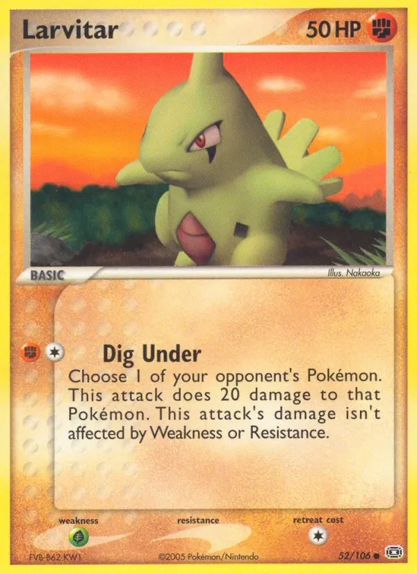 Larvitar 52/106 Emerald Pokémon card