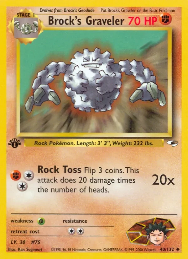 Brock's Graveler 40/132 Gym Heroes Pokémon Karte