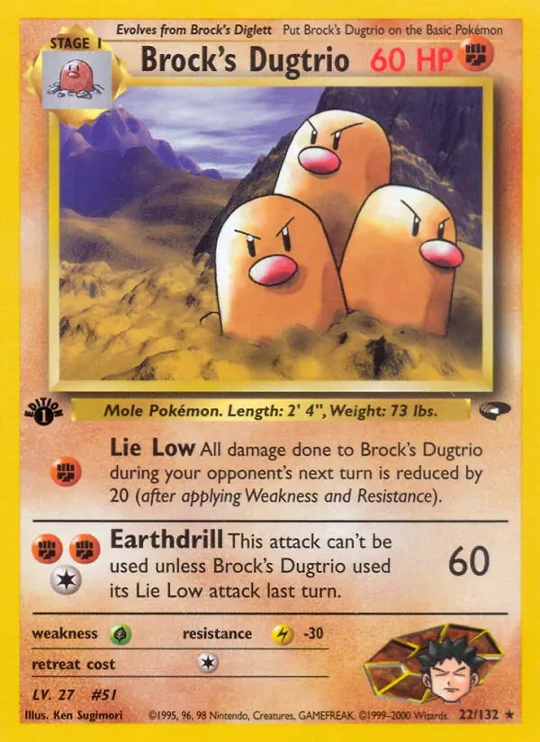 Brock's Dugtrio 22/132 Gym Challenge Pokémon card