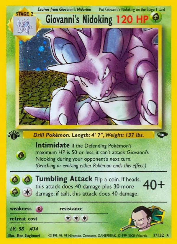 Giovanni's Nidoking 7/132 Gym Challenge Pokémon card