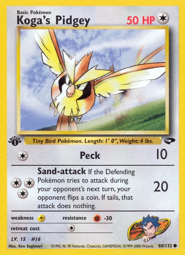 Koga's Pidgey 80/132 Gym Challenge Pokémon card