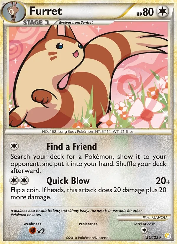 Carte Pokémon Furret 21/123 HeartGold SoulSilver