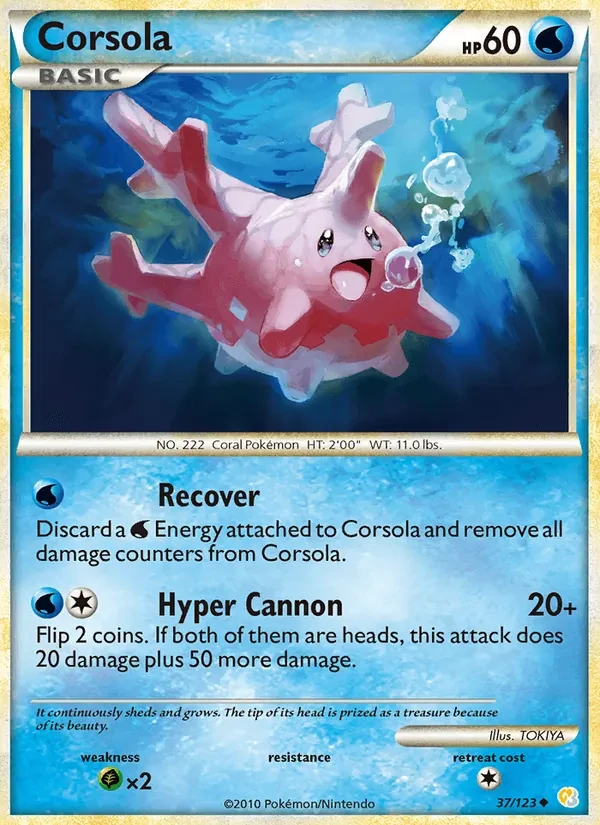 Corsola 37/123 HeartGold SoulSilver Pokémon kaart