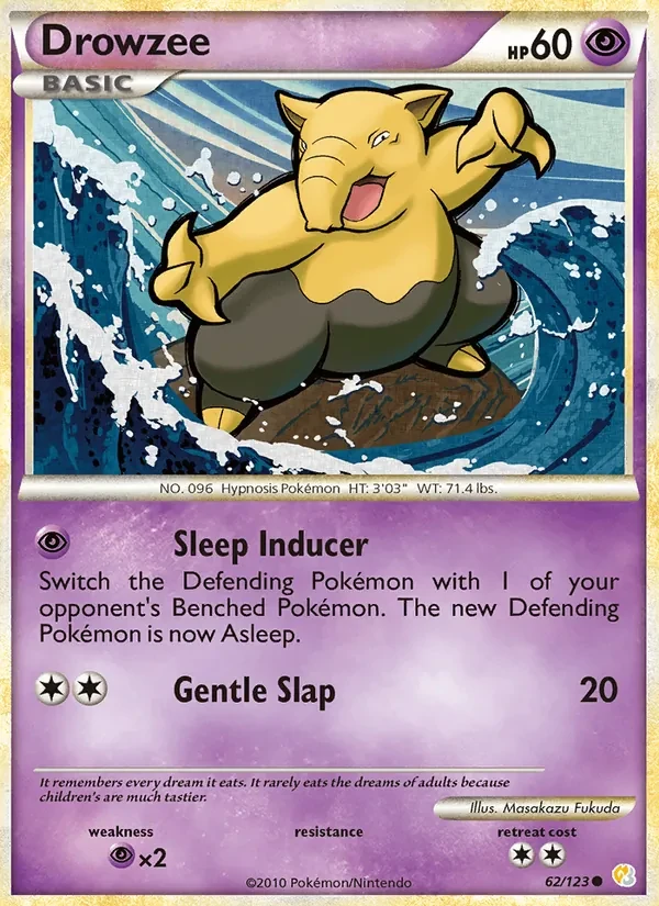 Drowzee 62/123 HeartGold SoulSilver Pokémon card