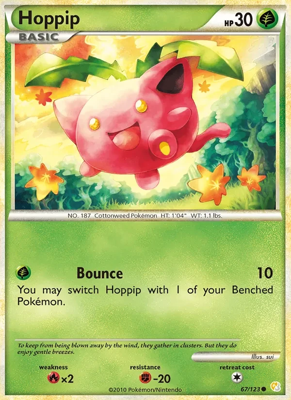 Hoppip 67/123 HeartGold SoulSilver Pokémon card