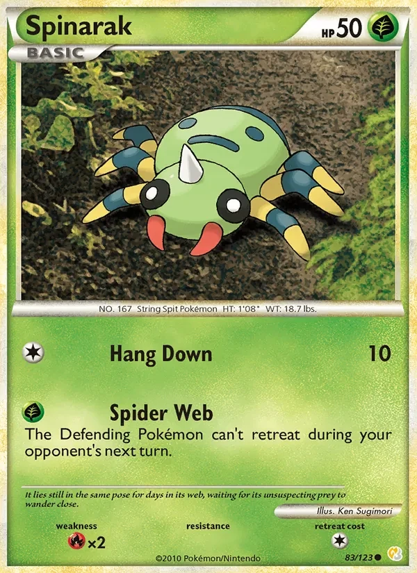 Spinarak 83/123 HeartGold SoulSilver Pokémon card
