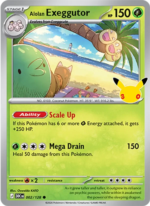 Alolan Exeggutor 002/128 30th Celebration Pokémon card