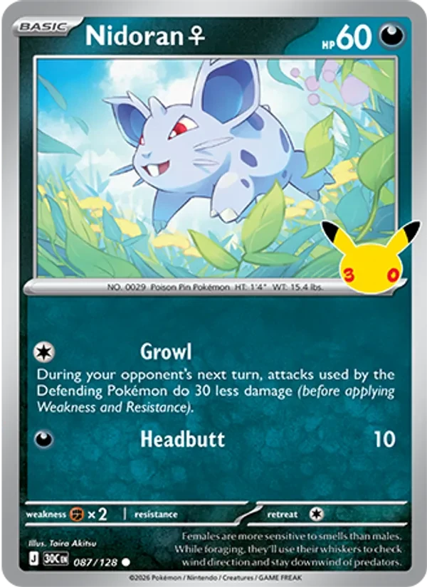 Nidoran♀ 087/128 30th Celebration Pokémon card