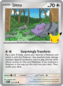 Ditto 115/128 30th Celebration Pokémon card