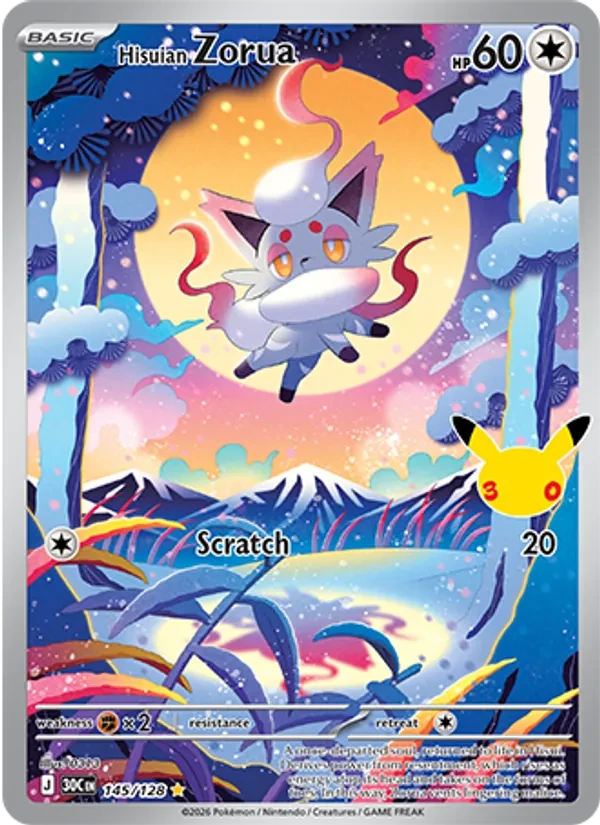 Hisuian Zorua 145/128 30th Celebration Pokémon card
