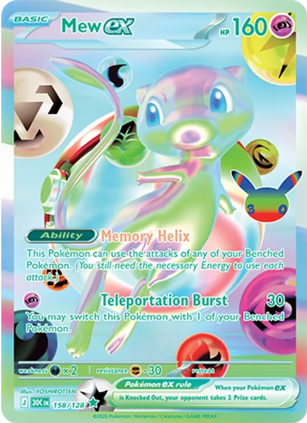 Mew ex 158/128 30th Celebration Pokémon Karte