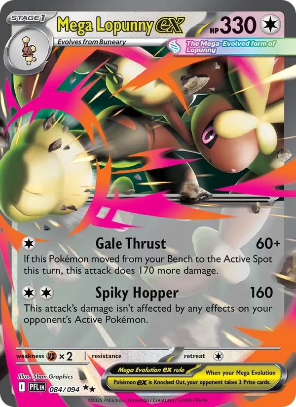 Mega Lopunny ex 084/94 Phantasmal Flames Pokémon card