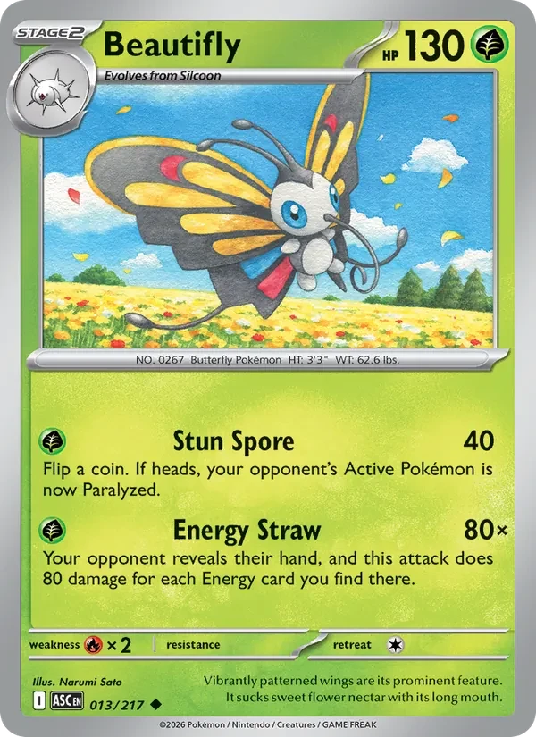 Beautifly 013/217 Ascended Heroes Pokémon Karte